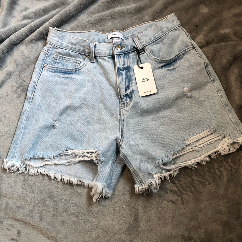 Forever 21 Light Blue Distressed Jean Shorts